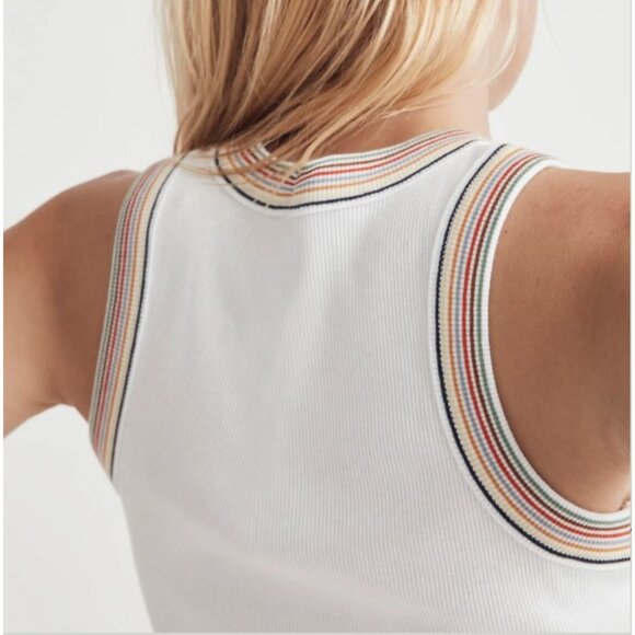 Madewell Small The Pride Brightside Crop Tank Top White Rainbow Love to All - Picture 2 of 10